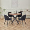 DEYARNA HOME Essgruppe Set Tisch und Stühle, Esstisch und 4 Stuhl, Samt-Esszimmerstühle, Tischplatte aus MDF, Schwarze Tischbeine, Moderner Küchentisch Set (Dunkle Holzfarbe/Schwarz, 100*100*76.5cm)