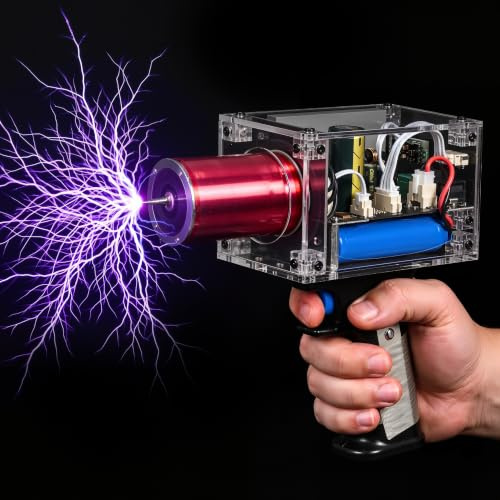 Bobina di Tesla portatile, kit aggiornato per bobina di Tesla manuale, generatore di arco mini ricaricabile portatile per bobina di Tesla con attivazione elettronica sicura che genera arco 10000 volte