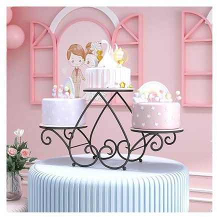 lskdnrufh Tortenständer Display Regal Geburtstag Hochzeit Party Dekoration Tisch Europäischen Dobos Torte Display Regal Bäckerei Kuchenständer(Black)