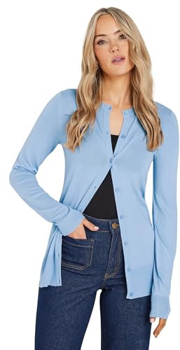 Long Tall Sally - LTS Tall Button Down Knit Cardigan - Women's Light Blue
