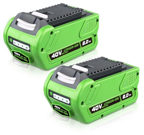 FERRYBOAT 2 Stück 40V 8,0 Ah Ersatz für GreenWorks 29462 Lithium Akku Kompatibel mit Greenworks 40V Akku Elektro Werkzeugen 29462 29252 20202 22262 25312 25322 20642 22272 27062 21242
