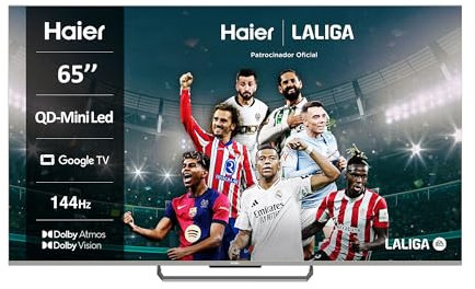 Haier QD MiniLED 4K UHD H65M90EUX - 65, Smart TV, Google TV, Dolby Atmos y Dolby Vision, 144 Hz, HDR 10, Smart Remote Control, Google Assistant, Bluetooth 5.1, DBX TV, HDMI 2.1 x 4, Sin Marcos, 2024
