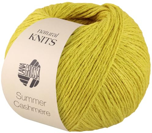 LANA GROSSA Summer Cashmere| Feines Kettengarn aus Baumwolle und Kaschmir | Handstrickgarn aus 90% Baumwolle & 10% Cashmere | 5g Wolle zum Stricken & Häkeln | 210m Garn FB 16