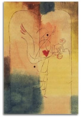 Paul Klee Kunstwerk (Der Engel bringt Hoffnung), dekoratives Poster, Wandkunst, Schlafzimmer, Drucke, Heimdekoration, hängendes Bild, Leinwandbild, Gemälde, 30 x 45 cm
