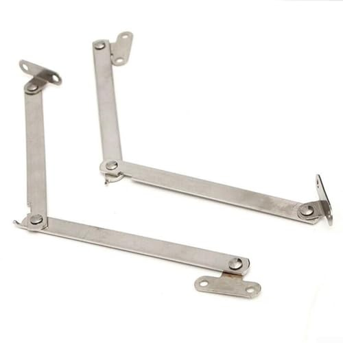 2 Pack Stainless Steel Cabinet Door Lift Support, Folding Pull Rod Hinge, Movable Cupboard Stay for Door/Cabinet/Tatami, Silver, Left & Right Side