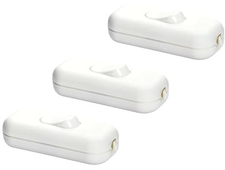 ORION LIGHTSTYLE Lot de 3 interrupteurs intermédiaires à cordon - Interrupteur marche/arrêt - 2 A - Pour lampadaires, lampes de table - Blanc