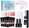 Poly Nail Gel Kit for Beginners - Extension Gel Set Nail Kit with UV Light | 7 Colors Toenail Art Nude Thickening Solution for Toe & Girls