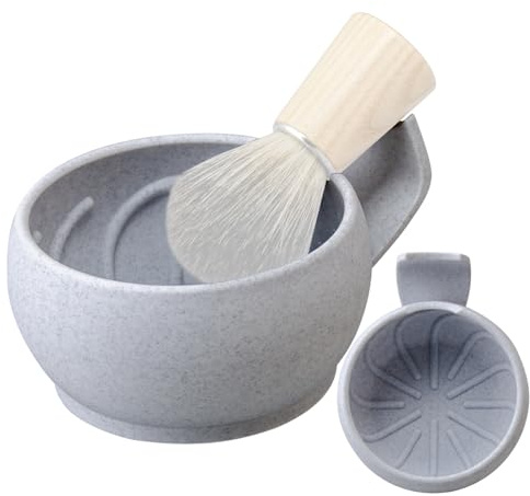 Grandslam Shaving Bowl with Ridges, Shaving Mug with Brush Stand, Shaving Soap Bowl for Shaving Cream and Soap, Durable & Holds Heat Longer, Rich & Thick Lather, Great for Traveling and Use at Home