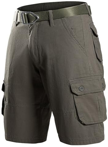 Cargo-Shorts für Herren, Baggy, Kampf, Freizeit, Baumwolle, halbe Hose, Workout, Reisen, leichte Konstruktion, Shorts, Outdoor, atmungsaktiv, Arbeitskleidung, grün, 54