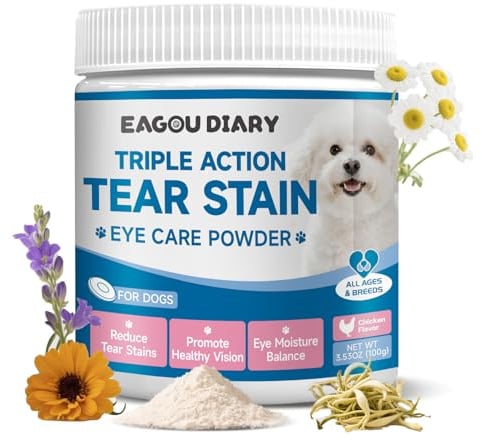 Dog Tear Stain Supplement - Eye Moisture & Vision, Tear Stain Remover 100g | Lutein Zinc Probiotic Vitamin, Dog Tear Stain Remover Supplement for Dog Tear Stain Remover Dogs, Eye Health White Fur Care