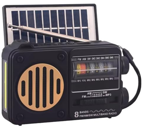 Fangxuee Portable Vintage FM AM SW Radio Solar Charging Emergency Radios Receiver Wireless Bluetooth Speaker Support Flashlight