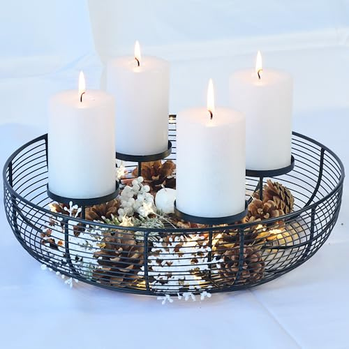 Adventskranz Kerzenhalter Metall schwarz Ø 36cm modern deko