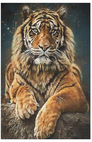 Tiger Wooden Jigsaw Puzzle for Adults 1000 Piece Puzzles for Kids Challenging Game 78×53cm