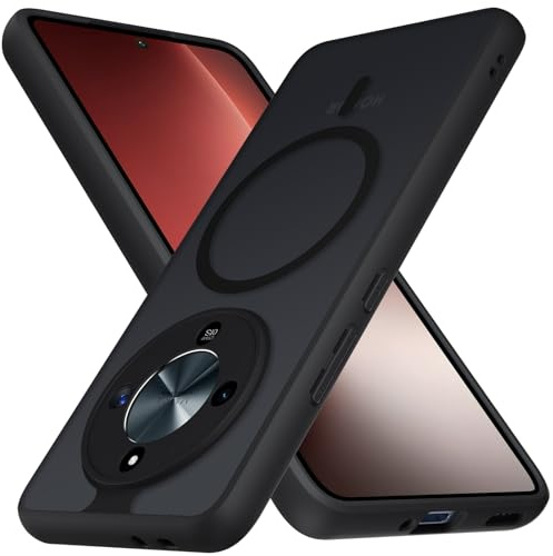 Coiwxmoi Magnetisch Hülle für Honor Magic 8 Lite 5G, Kompatibel mit Magsafe, Matt Transluzente Handyhülle Anti-Fingerabdruck PC Rückseite + TPU Silikon Schutzhülle für Honor Magic 8 Lite, Schwarz