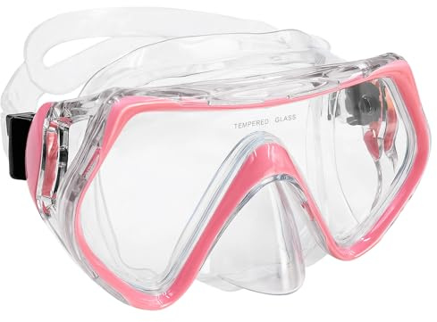 Zatixbu - Occhiali da sub per adulti, panoramici HD 180°, anti-appannamento, anti-perdita, maschera da snorkeling con fascia elastica regolabile in tessuto per uomo e donna