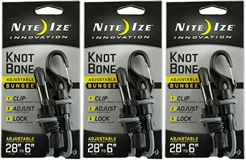 Nite Ize KnotBone Lot de 3 tendeurs réglables avec mousqueton 5 mm
