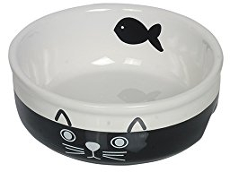 Nobby Bol en céramique pour Chat Face - Noir/Blanc - Diamètre : 13,5 x 5 cm - 1 pièce