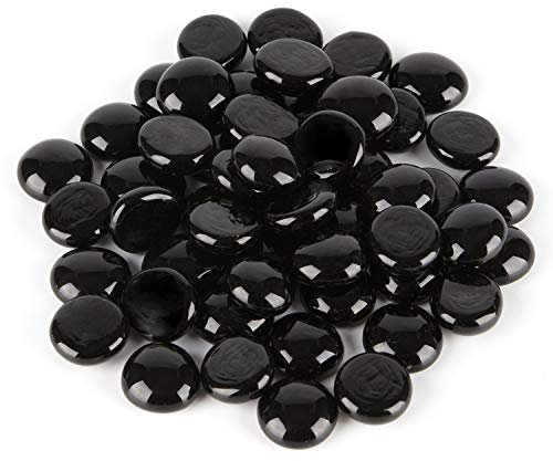 WGV Flat Marbles, Pebbles, Glass Gems for Vase Fillers, Wedding, Decoration, Crystal Rocks, Black (5 Pounds, Approx 500 pcs)