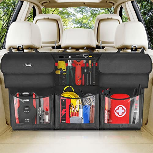 Oasser Rücksitz-Kofferraum-Organizer, zum Aufhängen, Kofferraum-Organizer, faltbar, mit 6 großen Taschen, 3 verstellbaren Riemen, 101,6 x 48,3 cm