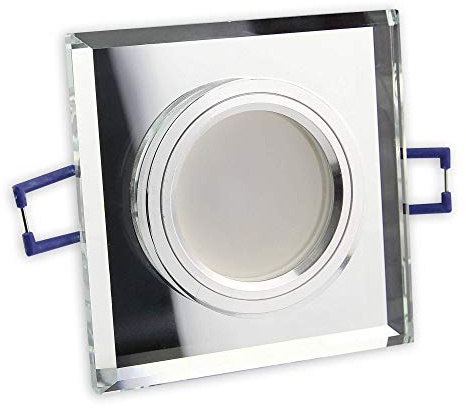 LED Einbaustrahler klar - eckig aus Glas 7 Watt warmweiß 230V - GU10 Einbauleuchte 60mm Bohrloch Einbau-Spot Decken-Strahler Deckeneinbaustrahler Deckeneinbauleuchte Einbauleuchte Leuchte