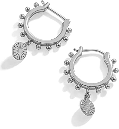 Brandlinger ® Ohrringe Silber 925 hängend. Creolen mit Anhänger gold und silber. Schmuck Damen vergoldet mit 18 Karat für Frauen und Mädchen. Innerer Durchmesser der Creolen 10mm.