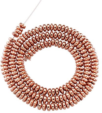 Cheriswelry 180 Stück 4 mm flache runde Heishi Abstandshalter Perlen Metallscheibe Münze nicht-magnetisch synthetischer Hämatit lose Perlen Charms für Schmuckherstellung, Armband herstellung, Roségold