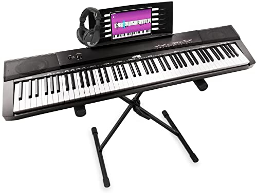 MAX KB6 Keyboard E-Piano mit 88 Tasten, Digitalpiano mit Anschlagdynamik, Keyboardständer, Kopfhörer, Notenständer, Sustain Pedal, E Klavier mit MP3-Player und Aufnahmefunktion Ohne Holzrahmen