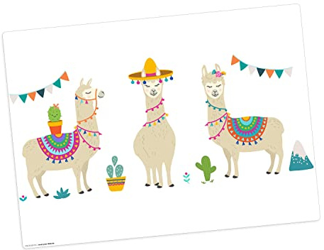 Tischset I Platzset abwaschbar - Für Kinder - lustiges Alpaka/Lama Motiv aus erstklassigem Vinyl (Kunststoff -BPA frei) - 1 Stück - 44 x 32 cm - rutschfeste Tischmatte – Made in Germany