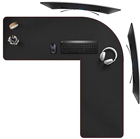ZORESYN L-förmiger Schreibmatte, Eckschreibtisch PU Leder Office Mauspad, Workstation Gaming-Mauspad, 120 cm (L) x 120 cm (L) x 40 cm (B), Dick - 0.2CM (Schwarz)
