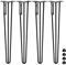 HOLZBRINK 4 x Hairpin Tischbeine Metall 3-Stangen, Hairpin Leg Möbelfuß, Schwarz, 80 cm, HLT-13A-80-9005