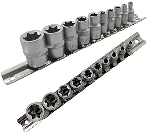 Star Socket Set Female TRX Torx E Sockets 1/4 & 3/8 Drive E4-E18 On Rail