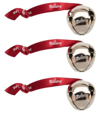 Bevin Bells Glöckchen mit Glöckchen aus Stahl, 3,8 cm, zum Aufhängen, mit rotem Satinband, toller Ton, hergestellt in den USA