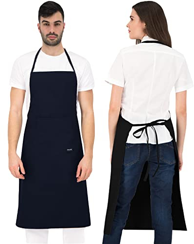 PALLTEX BORAGO Delantal Cocina Hombre Delantal Cocina Mujer Delantales de Cocina, Manualidades, Pintura, Hornear, EN ISO 13688, Negro