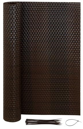 Jardinion Sichtschutzmatte Rattan Optik 1 x 5m Braun-Mix Sichtschutz, geeignet als Terrassen, Gartenzaun und Balkon Sichtschutz, inkl. Kabelbinder