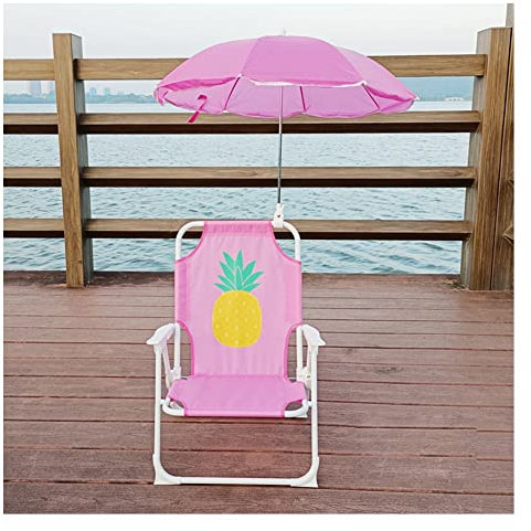 Kinder-campingstuhl Tragbarer Klappstuhl Kids Beach Stuhl Mit Sonnenschutzschirm, Campingstuhl Im Freien for Reisebrandcamping (Color : Pink)