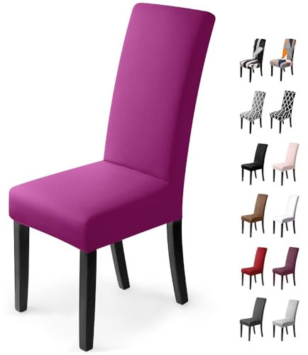 BalladHome Stuhlhussen 4 Stück Stretch-Stuhlbezug Elastische Moderne Husse Stretchhusse Stuhlbezug Stuhlüberzug Bi-Elastic Spannbezug Sehr Pflegeleicht und Langlebig Universal (4 Stück, Violett)