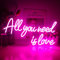 Letrero de neón rosa con texto en inglés All You Need is Love para decoración de pared,letras de neón con alimentación USB para dormitorio,boda,fiesta de cumpleaños,compromiso,decoración del hogar