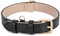 Leather Dog Collar Adjustable Soft Leather Padded Collar Heavy Duty for Small Medium Large Size Dogs with Alloy Buckle(Black,M)