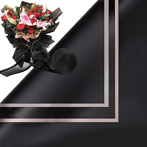 20 Blatt Geschenkpapierpapierrolle,Blumenstrauß Papier,Wasserdicht Floristenverpackungspapier, Geschenkpapier Aufbewahrung für Hochzeit, Blumen, Kunst und Handwerk,Blumenstrauß Papier (Schwarz)