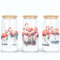 online-hut - Trinkglas - Longdrink Glas - Becher aus Glas inkl. Deckel und Strohhalm - mit Flamingo Kolonie - A-TB-01-1 (Transparent)