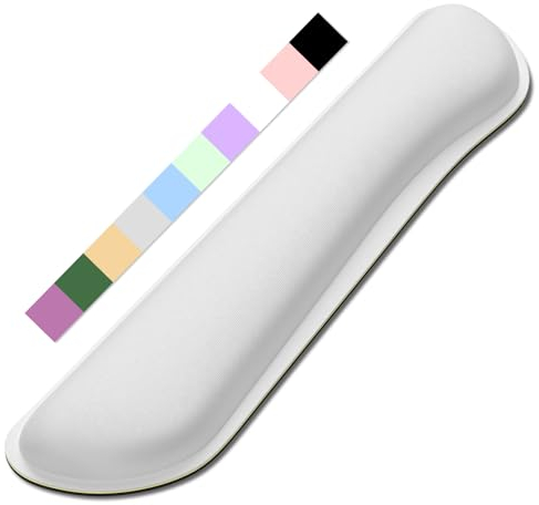Dapesuom Vergrößern Tastatur-Handgelenkauflage, niedliches Memory-Foam-Tastatur-Handgelenkkissen für Computer-Schreibtischunterlagen, ergonomische Mauspads mit rutschfester für Laptop, Elfenbeinweiß