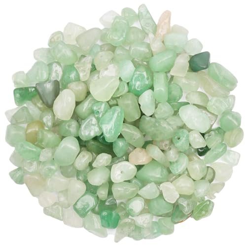 500Pcs Green Crystals Chips Beads Bulk, 5-8mm Irregular Drilled Tumbled Gemstone Chips, Natural Crystal Beads for Jewellery Making, Bracelet Craft Supplies
