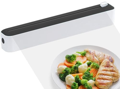 Alovez Distributeur de Film,Boîte de Découpe de Film Plastique, Rangement Papier Alu Et Film Alimentaire,Distributeur de Film Plastique avec Cutter,Dérouleur Film Alimentaire pour Cuisine (Noir)