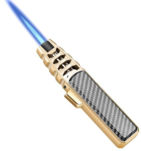 FireBlaze Torch Lighter, Jetflamme Feuerzeug, Winddichte Sturmfeuerzeug, Gas Nachfüllbar Einstellbare Flamme Sturmfeuerzeug, Langes Stabfeuerzeug für Kerzen BBQ (Enthält Kein Gas)