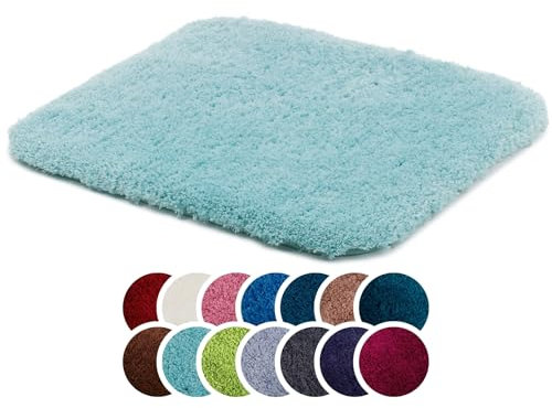liebling Superior Badteppich mit Anti-Rutsch-Beschichtung, 100% Polyester (Mikrofaser), 50 x 45 cm, 30 Grad waschbar, Fußbodenheizung geeignet, Farbe: Mint