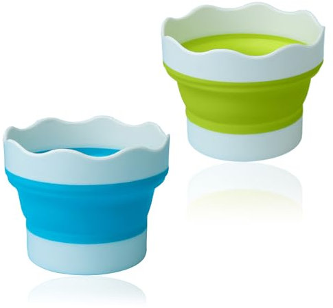 LZYDKH 2 vasos de agua plegables, vasos para pinceles, vasos de pintura de silicona, vasos plegables para pintura, vasos de tinta para acuarela, acrílico, pintura al óleo (azul, amarillo)