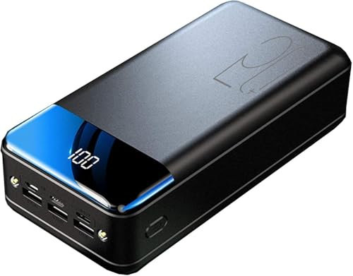 Power Bank, 50000Mah Portable Charger with 3 Outputs & 3 Inputs, Fast Phone Chargeur with Flashlight & LED Digital Display, USB C External Battery Pack Compatible with Smart Phone Tablet,Bla