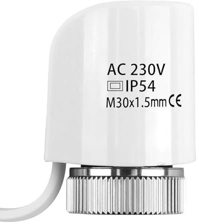Actuator for Underfloor Heating 230V Water Under Floor Heating Actuator Adaptor Normally Closed Fits for Most UK Manifolds M30 x 1.5mm Thread for Zone Control On/Off Status Visible