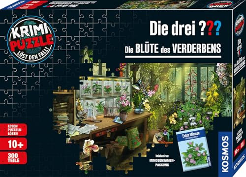 Die DREI ??? - Krimi Puzzle - Die Blüte des Verderbens von Kosmos 684877, 300 Teile, inklusive Mimosensamen-Packung, Lesen, Puzzeln, Rätsel lösen, Detektiv Puzzle ab 10 Jahre
