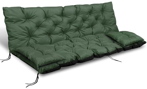 EDANTI Hollywoodschaukel Auflage Set Sitzauflagen Gartenmöbel Gartenkissen Sitzkissen Bankauflage Wasserdichtes Schaukelkissen +2X Kleinere Kissen (Grün, 150x60x50 cm)